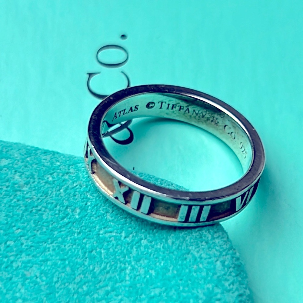 Auth. TIFFANY & CO. Atlas 1995 Roman Number  Sterling Silver 925 Ring  sz: 5.5